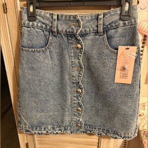 Denim Button-Front Skirt